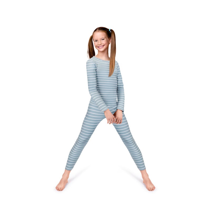 Rocky Thermal Underwear Kids Girls Thermal Underwear Set Toddler Long Johns kid Thermals Kid Base Layer kids thermals top bottom set, Seafoam Striped, X-Small, Standard-185 GSM, THERMALS SET - Image 1